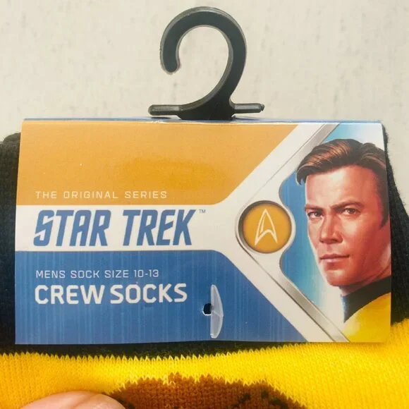 NEW 2 Star Trek The Original Series Crew Socks Captain Kirk and Spock - Picture 5 of 9